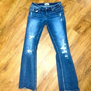 BKE Blue Denim Stella Low Rise Slim fit Boot Cut Jeans 29 x 33.5 Distressed